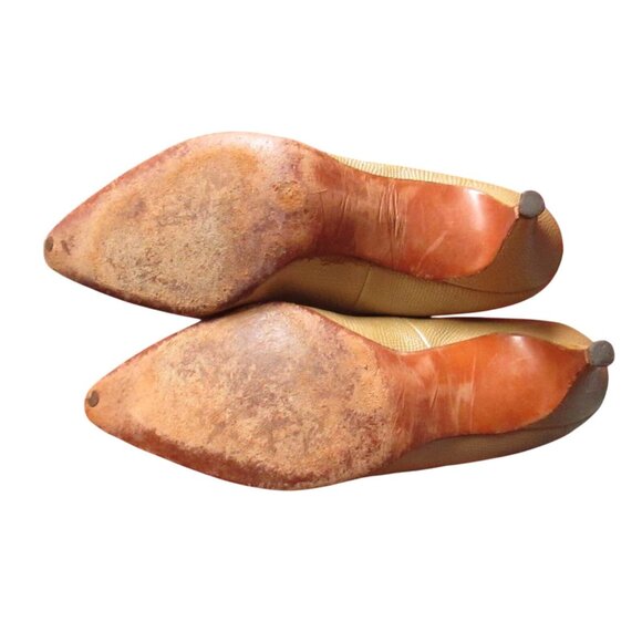 Vintage Mr. Easton Gold Textured Leather Pointed Toe Heels Size 6.5 AA - Picture 8 of 8